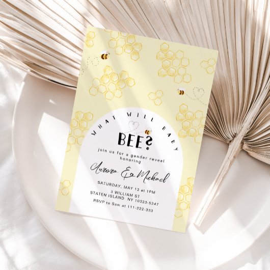 Bijengeslacht onthullen uitnodiging. Wat zal baby  Kaart