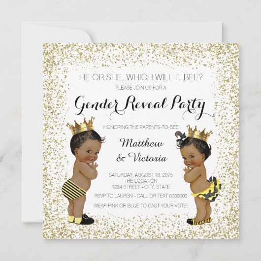 Bijengeslacht onthult Baby shower Kaart (Achterkant)