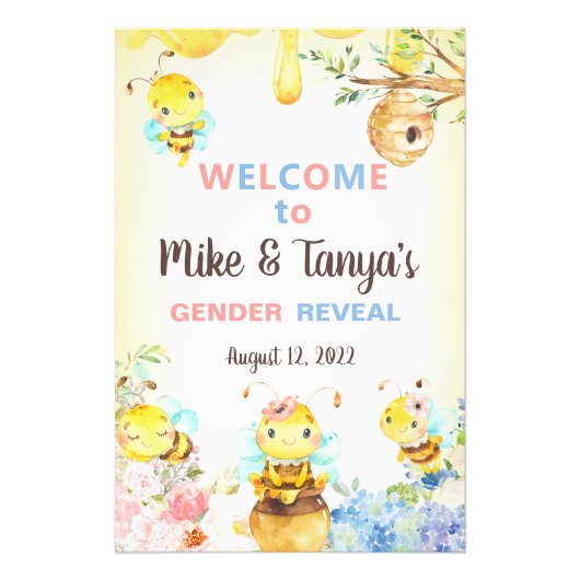 Bijengeslacht onthult welkomstbord, fotoprint. foto afdruk (Voorkant)