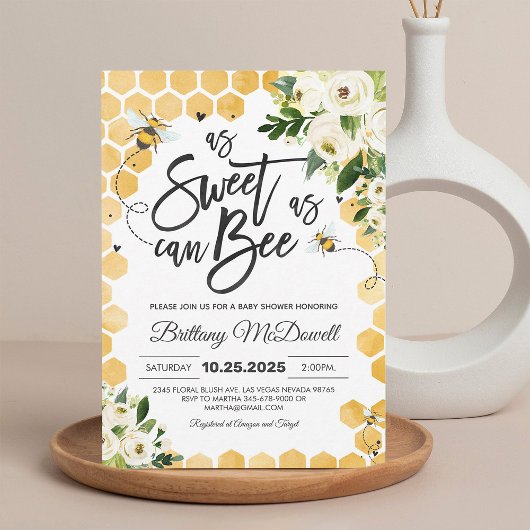 Bijengeslachtneutrale babyshoweruitnodiging kaart