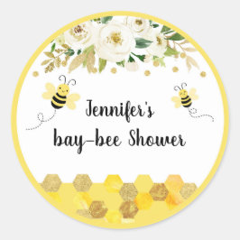 Bijengoud Floral Gender Neutral Baby shower Ronde Sticker