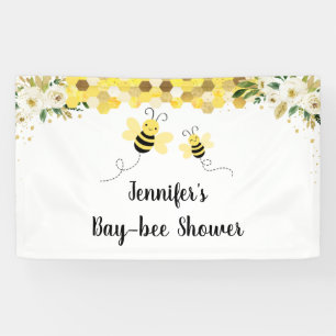 Bijengoud Floral Geslacht Neutraal Baby shower Spandoek