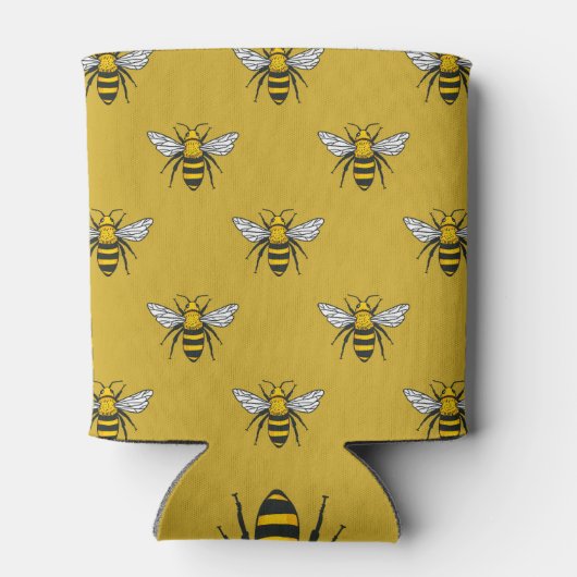 Bijenhaven:  geel patroon blikjeskoeler (Achterkant)