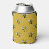 Bijenhaven: geel patroon blikjeskoeler (Blikje Achterkant)
