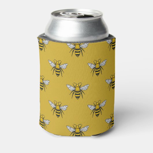Bijenhaven:  geel patroon blikjeskoeler (Blikje Achterkant)