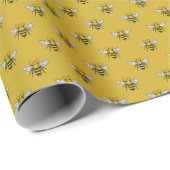 Bijenhaven: geel patroon cadeaupapier (Rol Hoek)