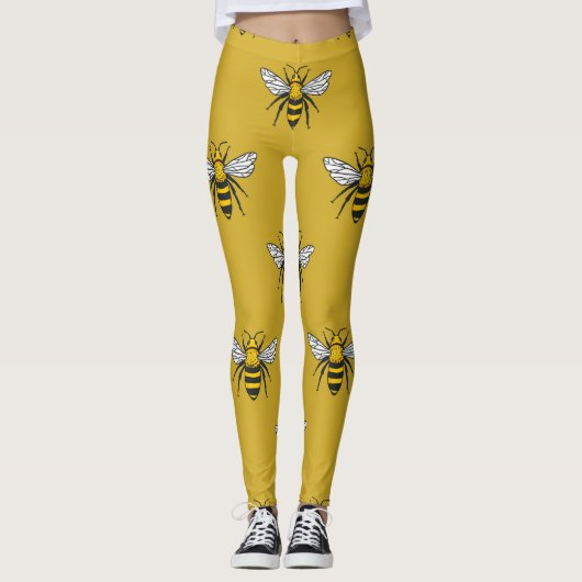 Bijenhaven: geel patroon leggings (Voorkant)