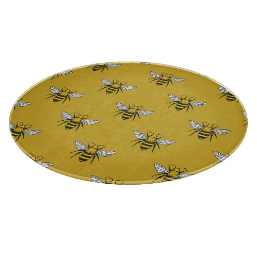 Bijenhaven:  geel patroon snijplank (Hoek)