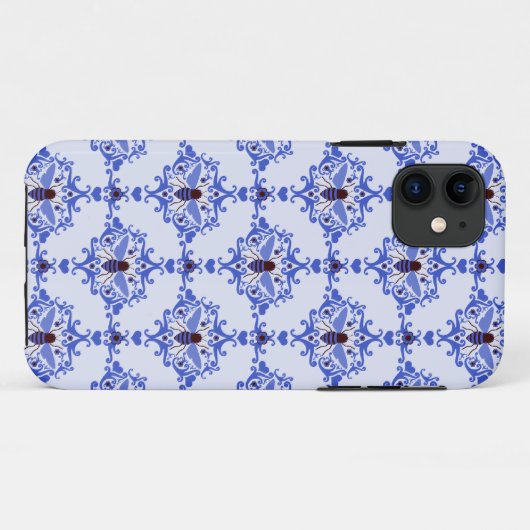 Bijenhommelblauw demaag insectenpatroon Case-Mate iPhone case (Achterkant (horizontaal))