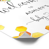 Bijenhoning beer baby shower welkom poster (Hoek)