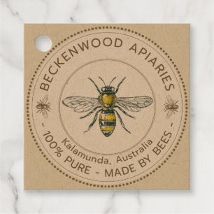  bijenhoning kraft Neck Label Bijenteler