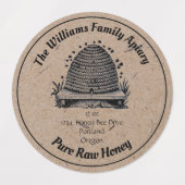 Bijenhoning Pot Imker Etiket | Pure Rauw Honing Labels (Design 1)