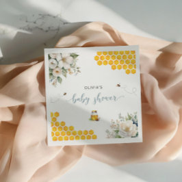 Bijenhoning Rozenbottelbloemen Baby Shower Servet
