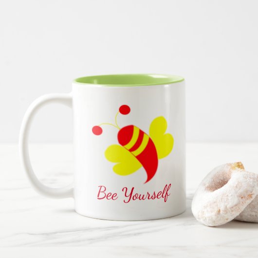 Bijenhoningbij Bumble Bee Tweekleurige Koffiemok (Met donut)