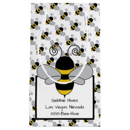 Bijenhoningbijen met tekstblok klein cadeauzakje