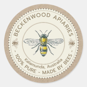 bijenhoninglabel op Kraft-imker Ronde Sticker