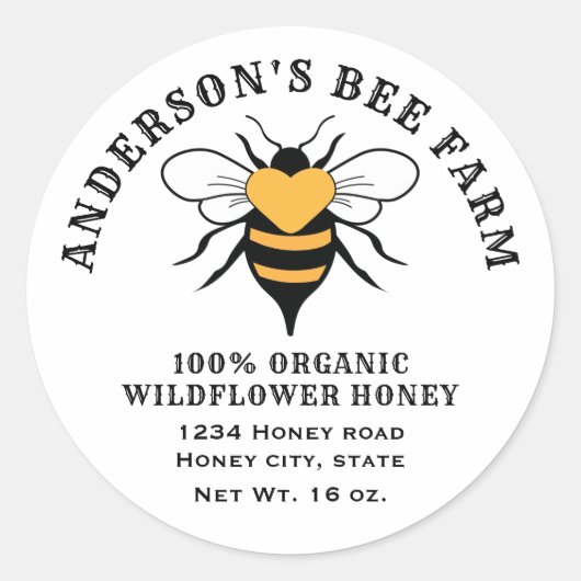  bijenhoningpot ronde sticker (Voorkant)