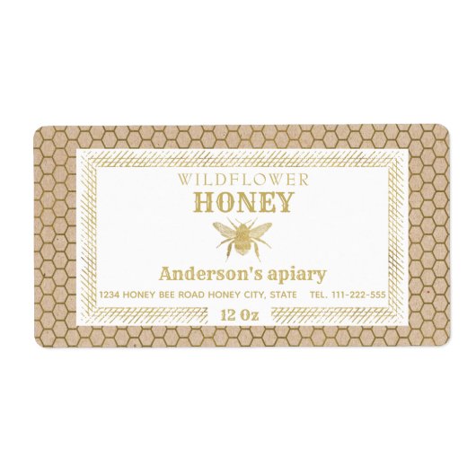  bijenhoningpot van Kraft Etiket (Voorkant)