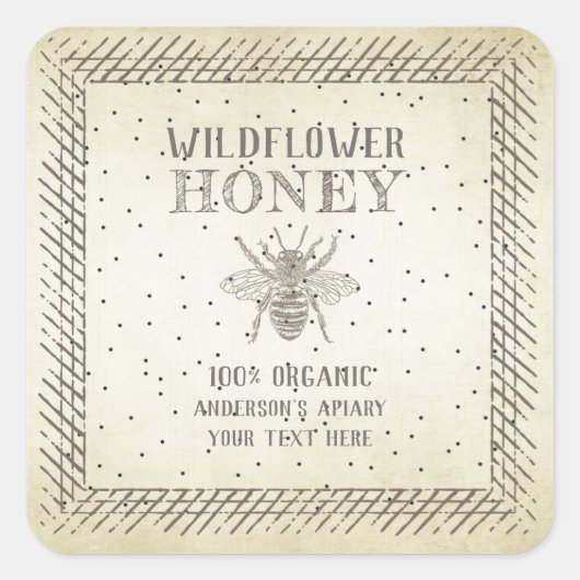 bijenhoningpot vierkante sticker (Voorkant)