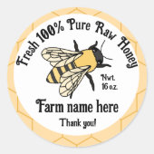 Bijenhoningraat Bijenhouder Honing Boerderij Stick Ronde Sticker (Voorkant)