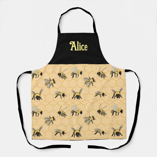 Bijenhoningraat op maat schort (Voorkant)