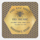  bijenhoningraat vierkante sticker (Voorkant)