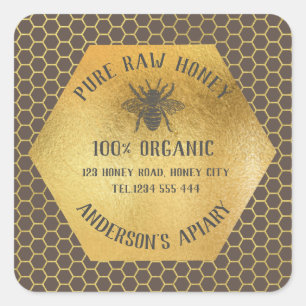 bijenhoningraat vierkante sticker
