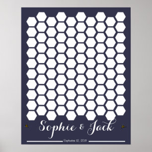 bijenhoningraat voor handtekening bruiloft gastenb poster