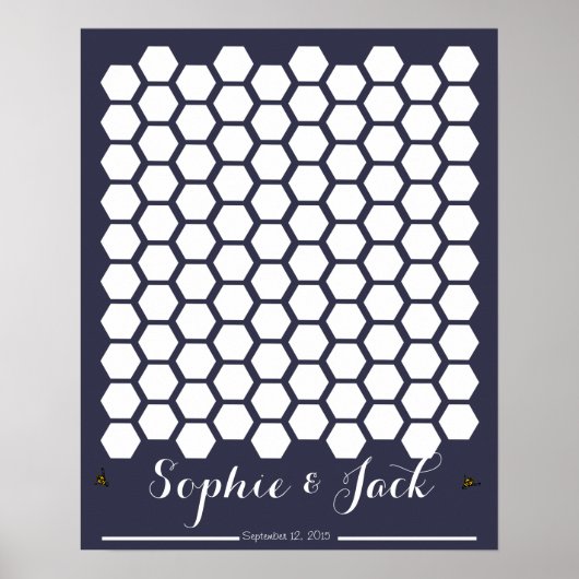 bijenhoningraat voor handtekening bruiloft gastenb poster (Voorkant)