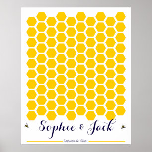 bijenhoningraat voor handtekening bruiloft gastenb poster