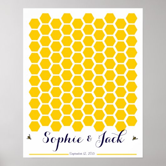 bijenhoningraat voor handtekening bruiloft gastenb poster (Voorkant)