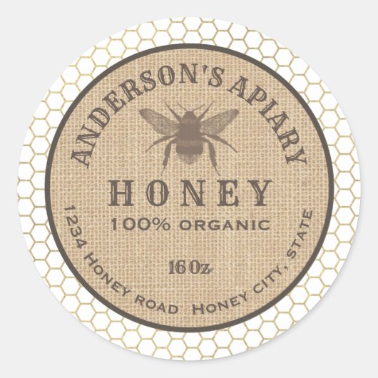  bijenhoningraathoningraat ronde sticker (Voorkant)