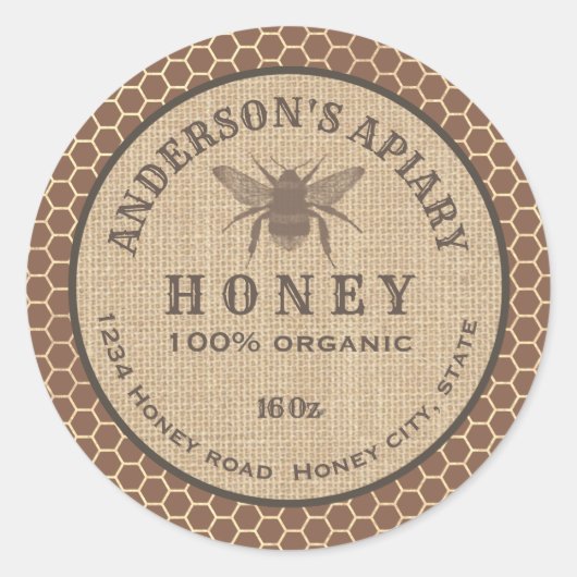  bijenhoningraathoningraat ronde sticker (Voorkant)