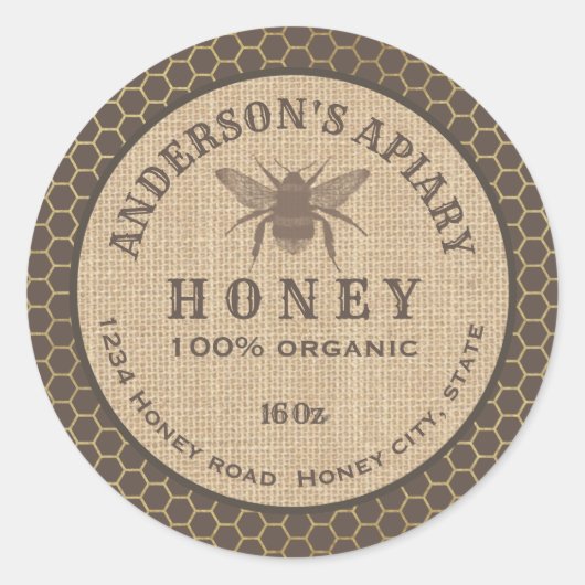 bijenhoningraathoningraat ronde sticker (Voorkant)