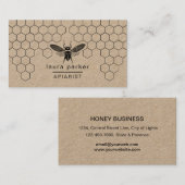Bijenhoningverkoper Apiarist Black White Hexagon B Visitekaartje (Voorkant / Achterkant)
