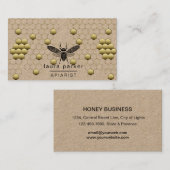 Bijenhoningverkoper Apiarist Black Yellow Hexagon  Visitekaartje (Voorkant / Achterkant)