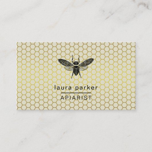 Bijenhoningverkoper Apiarist Limoen Yellow Hexagon Visitekaartje (Voorkant)