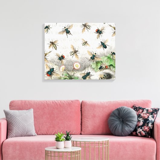 Bijenhoningwerker Queen Bees Antiek Canvas Afdruk (Insitu (Woonkamer))