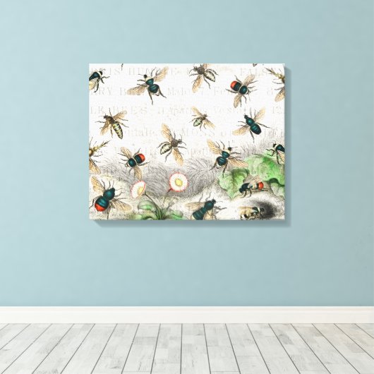 Bijenhoningwerker Queen Bees Antiek Canvas Afdruk (Insitu (Houten vloer))
