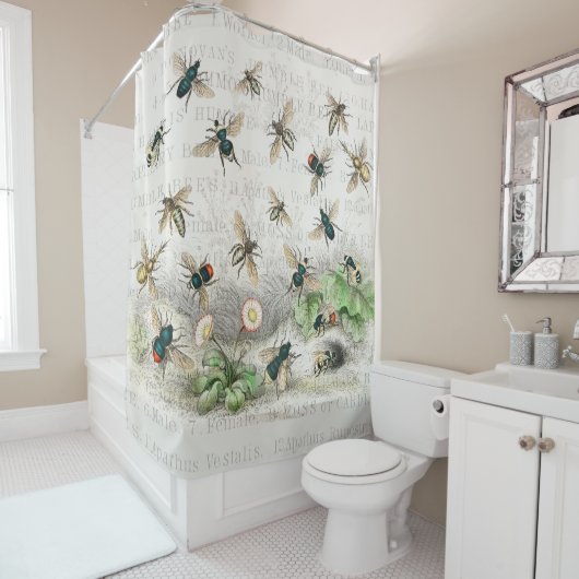 Bijenhoningwerker Queen Bees Antiek Douchegordijn (In situ)