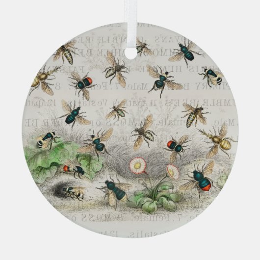 Bijenhoningwerker Queen Bees Antiek Glas Ornament (Achterkant)