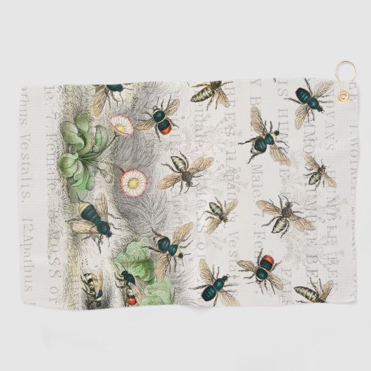 Bijenhoningwerker Queen Bees Antiek Golfhanddoek (Horizontaal)