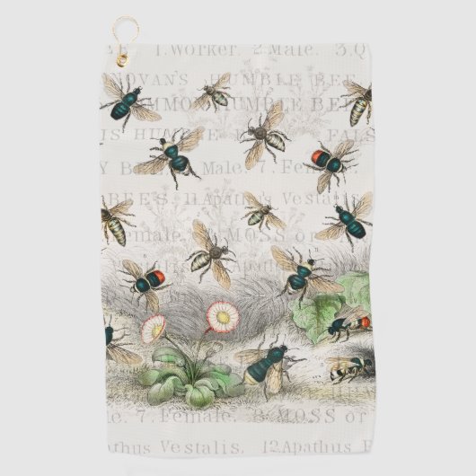 Bijenhoningwerker Queen Bees Antiek Golfhanddoek (Voorkant)