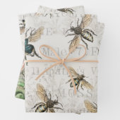 Bijenhoningwerker Queen Bees Antiek Inpakpapier Vel (In situ)