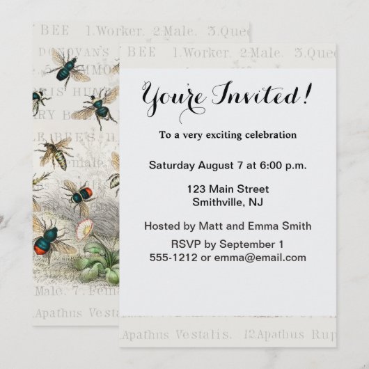 Bijenhoningwerker Queen Bees Antiek Kaart (Voorkant / Achterkant)