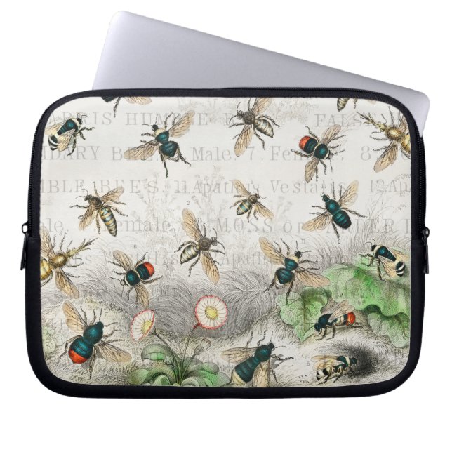 Bijenhoningwerker Queen Bees Antiek Laptop Sleeve (Voorkant)