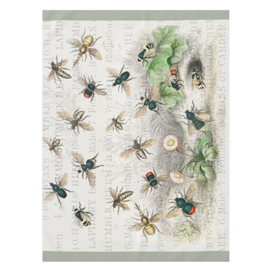 Bijenhoningwerker Queen Bees Antiek Tafelkleed (Voorkant)
