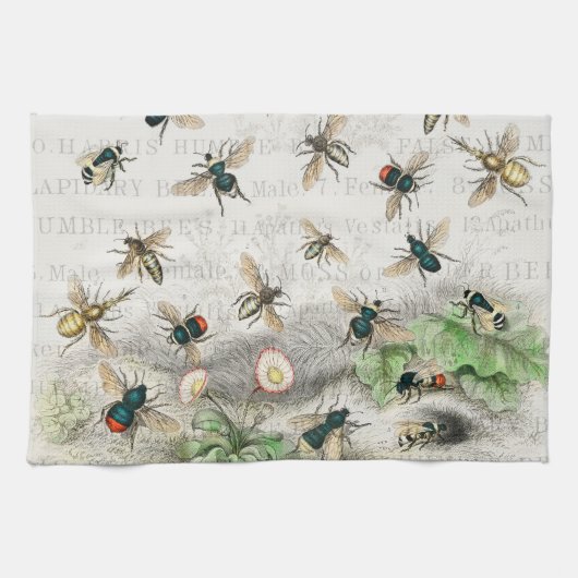 Bijenhoningwerker Queen Bees Antiek Theedoek (Horizontaal)