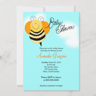 Bijenhop Bumble Bee Baby shower Invitation 5x7 Kaart