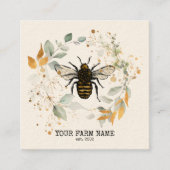 Bijenhouder Apiarist Bijen Boerderij Honeycomb Bu Vierkante Visitekaartje (Voorkant)
